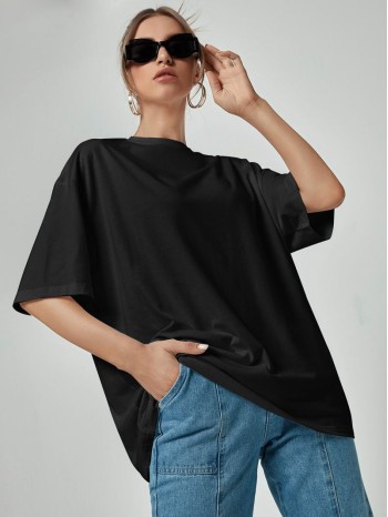 Crew Neck Drop Shoulder Oversized Tee