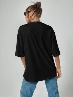 Crew Neck Drop Shoulder Oversized Tee