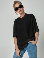 Crew Neck Drop Shoulder Oversized Tee