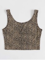 Notched Neck Leopard Tank Top