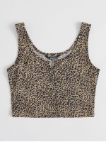 Notched Neck Leopard Tank Top