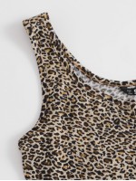 Notched Neck Leopard Tank Top