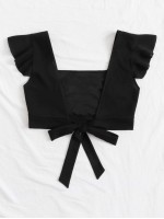 Butterfly Sleeve Tie Back Crop Top