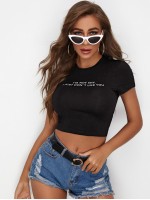 Slogan Graphic Crop Tee