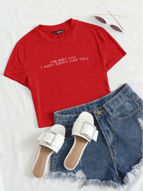 Slogan Graphic Crop Top