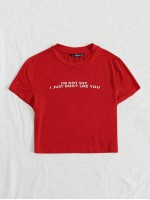 Slogan Graphic Crop Top