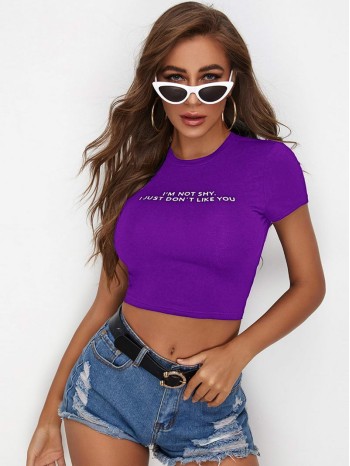 Slogan Graphic Crop Tee