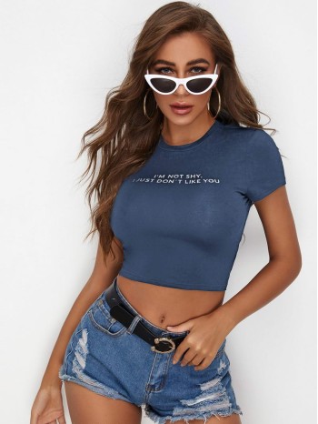 Slogan Graphic Crop Tee