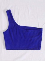 One Shoulder Rib-knit Crop Top