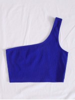 One Shoulder Rib-knit Crop Top