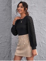 Lace Lantern Sleeve Crop Top