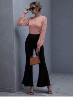 Lace Lantern Sleeve Crop Top