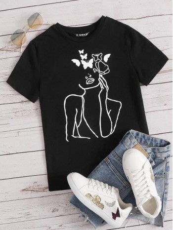 Butterfly & Figure Graphic Tee