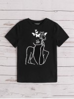 Butterfly & Figure Graphic Tee