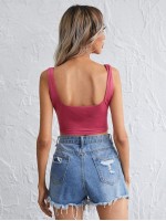 Double Square Neck Crop Tank Top