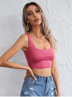 Double Square Neck Crop Tank Top