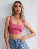 Double Square Neck Crop Tank Top