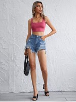 Double Square Neck Crop Tank Top