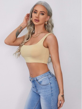 Double Square Neck Crop Tank Top