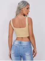 Double Square Neck Crop Tank Top