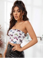 Butterfly Print Tube Top