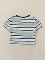 Striped Rib-knit Crop Tee