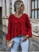 Solid Fuzzy High-Low Babydoll Blouse