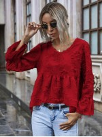 Solid Fuzzy High-Low Babydoll Blouse