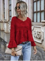 Solid Fuzzy High-Low Babydoll Blouse