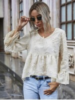 Fuzzy V-Neck Flounce High-Low Top