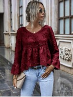 Solid Fuzzy High-Low Babydoll Blouse