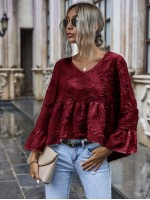 Solid Fuzzy High-Low Babydoll Blouse