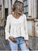 Fuzzy V-Neck Flounce High-Low Top