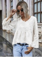 Fuzzy V-Neck Flounce High-Low Top