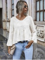 Fuzzy V-Neck Flounce High-Low Top