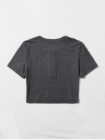 Solid Half Button Ribbed Tee