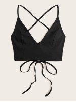 Crisscross Lace-Up Back Cropped Cami Top