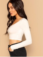 Scoop Neck Crop Fitted Top