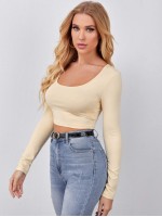 Scoop Neck Crop Fitted Top