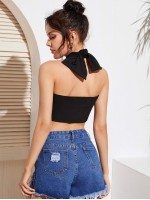 Versatile Self-Tie Cropped Halter Top