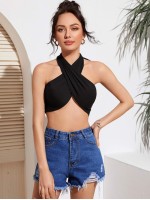 Versatile Self-Tie Cropped Halter Top