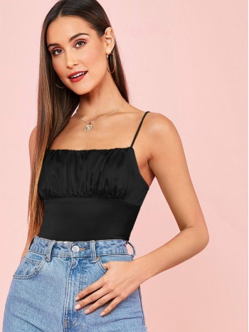 Ruched Detail Satin Cami Top