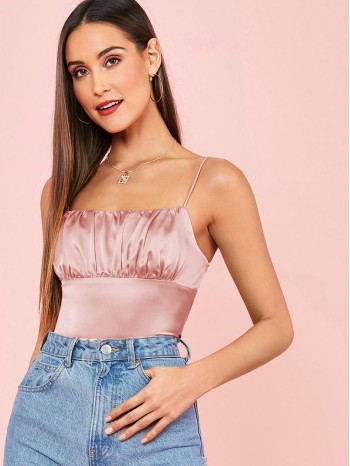 Ruched Detail Satin Cami Top