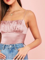 Ruched Detail Satin Cami Top