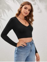 Solid Form-Fitting Crop Top