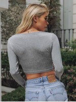 V-neck Solid Crop Tee