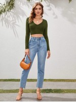 Solid Form-Fitting Crop Top