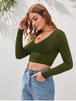 Solid Form-Fitting Crop Top