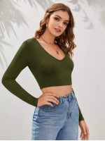 Solid Form-Fitting Crop Top