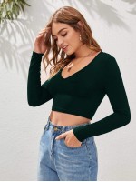 Solid Form-Fitting Crop Top